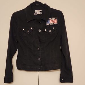 Women's Custom-Made Black MAGA Denim Jacket